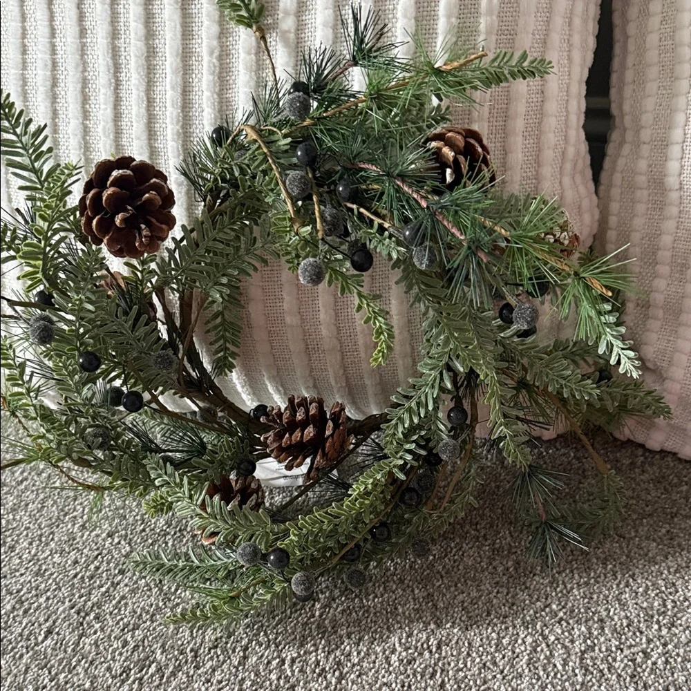 Festive Green and Brown Holiday Wreath set.  One medium and one small